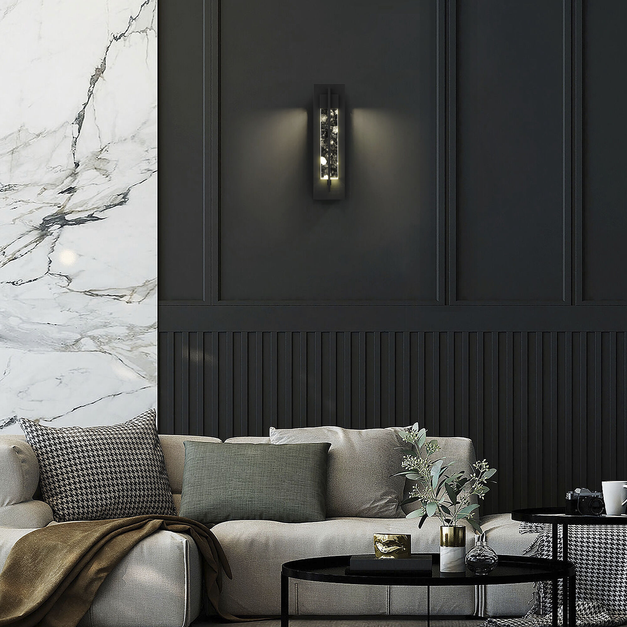 Rivera LED 20 inch Sand Black Outdoor Wall Sconce